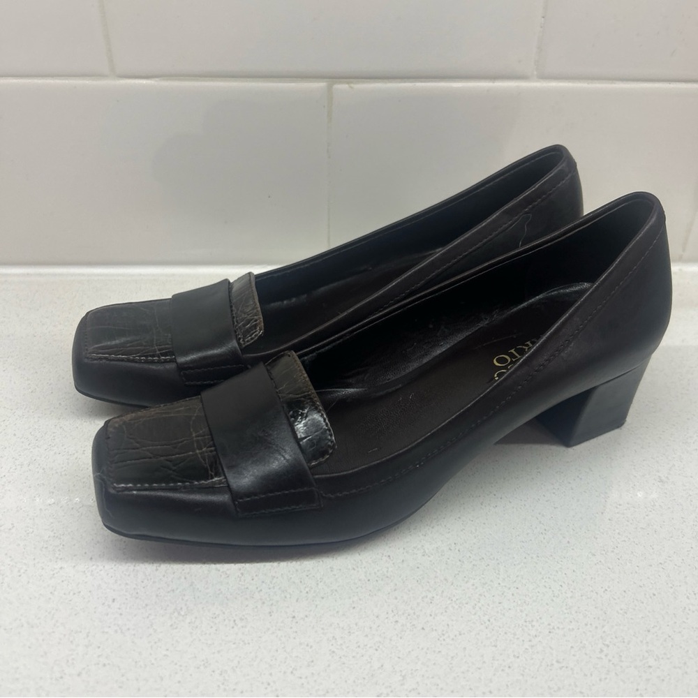 Franco Sarto Chocolate Brown Block Heel Dress Shoes